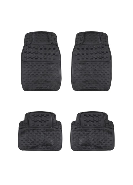 VOILA Set of 4 Soft Premium Rubber Non Slippery Floor Foot Mat Accessories Fits for Most Car Black